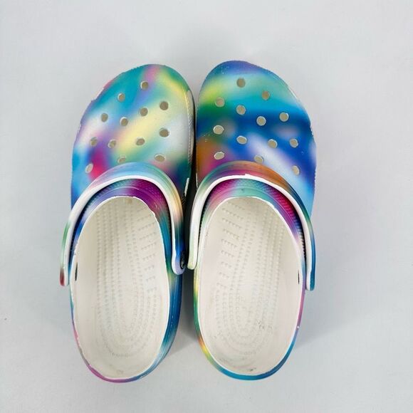 Crocs Classic Solarized Tie Dye Clog Solar Rainbow Pastel Print Women’s Size 11 - Picture 5 of 7